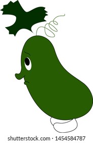 pepino verde con ojos, ilustración, vector sobre fondo blanco.