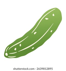 Green cucumber. Fresh pickle cucumber vegetable, organic farm food product, healthy vegetarian vegan diet nutrition, agriculture farm plant, salad cooking ingredient. Vector isolated illustration