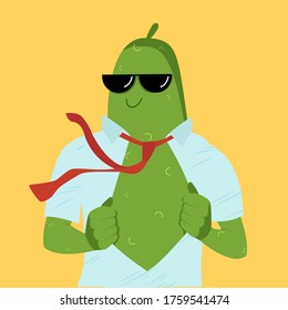 green cucumber on a yellow background