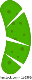 green cucumber with round patterns natural logo vegetable with cuts object on a white background food and summer harvest concept