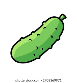 Ilustración vectorial de verduras de pepino verde para ensalada e ícono de alimentos frescos.