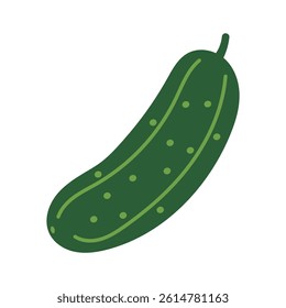 A green cucumber with white dots. It is a vegetable