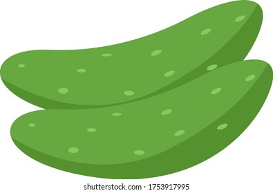 Green cucumbers, illustration, vector on white background