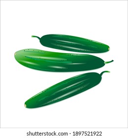 green cucumbers on a white backgroind