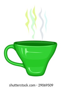 Green cup about the ferry on a white background