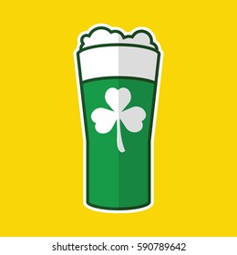 Green cup of green beer. Vector illustration