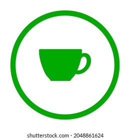 Green cup and circle on white