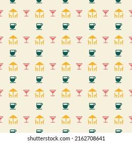 Green Cup and Drinking Wine Seamless Pattern Flat Design. Vector illustration