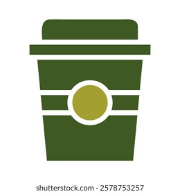 Green cup with light green circle in center and white background