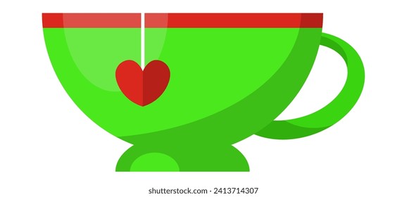 green cup with red heart