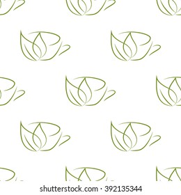 green cup seamless on white background. vector illustration