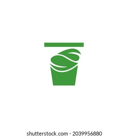 Green cup symbol drink company illustration vector template. Fresh beverage logo design