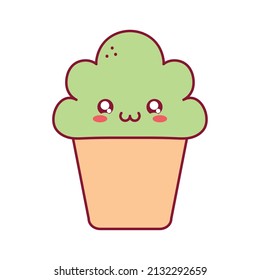 green cupcake design over white
