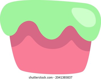 Green cupcake, illustration, vector, on a white background.