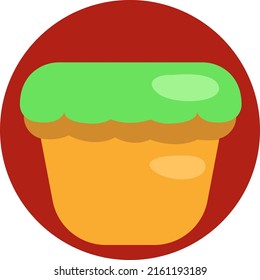 Green cupcake, illustration, vector on a white background.