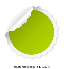 Green curled note paper vector post-it sticker illustration on white background