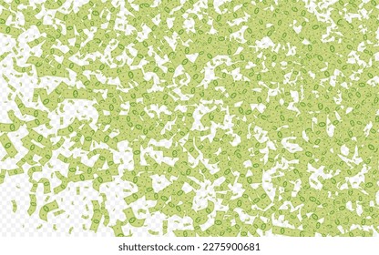 Green Currency Vector Transparent Background. Casino Finance Brochure. Cartoon Swirl Money Flyer. Paper Jackpot Business Template.