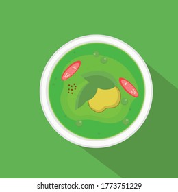 Green curry vector logo presented in a plate.