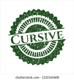 Green Cursive distressed rubber grunge texture seal