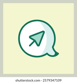 A green cursor icon within a speech bubble symbolizing a click interaction for web design interface