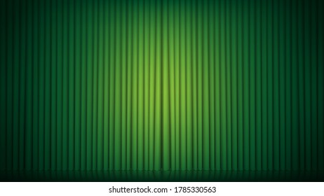 Green curtain background. Vector illustration.