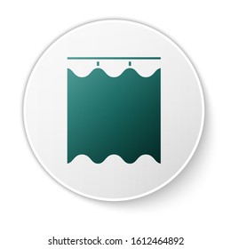 Green Curtains icon isolated on white background. White circle button. Vector Illustration