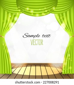 Green curtains vector background