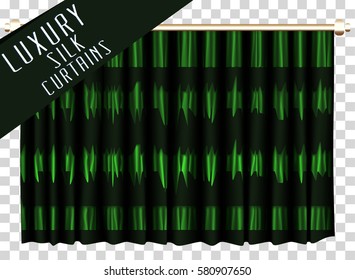 Green curtains. Vector illustration. 