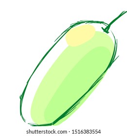 Curuba verde, ilustración, vector sobre fondo blanco.