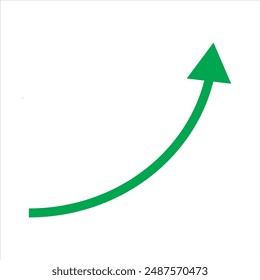Green curve arrow icon on white background. flat style. arrow icon for web site design, UI. arrow indicated the direction symbol. curved arrow sign.