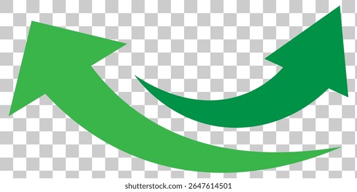 green curve arrow icon on transparent background. flat style. arrow icon for your web site design. curve arrow icon . 