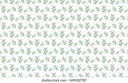 Green Curve Elder Leaves with dots Pattern Background