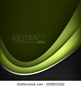 Green curve line vector background overlap layer on blue dark space for text and background design