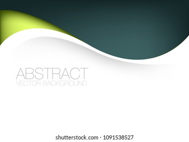 Green curve line vector background overlap layer on white space for text design