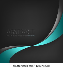 Green curve line vector background overlap layer on black space for design