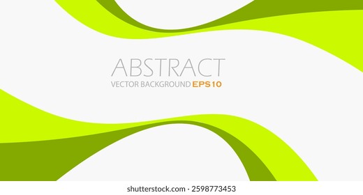 Green curve line vector background on white space with green overlap paper layer and green curve line for text and message design