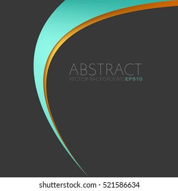 Green curve line vector background with orange curve line on black space for text and message design