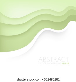 Green curve line wave layer background with white space for add text , vector