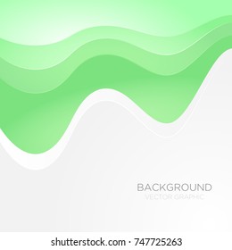 Green curve line wave layer background with white space for add text , vector