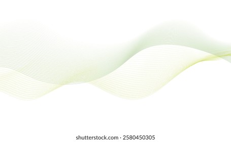  Green curve lines vector illustration isolated on white.