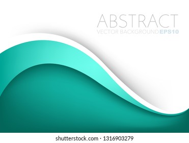 Green curve vector background overlap layer on white space for background design