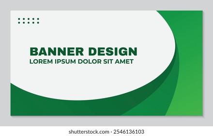Green curved abstract background simple banner template, vector banner design template