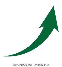 Green curved arrow sign. Vector design symbol isolated on white background.