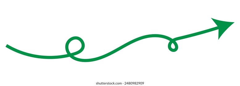 Green Curved arrow spiral sign symbol icon element shape isolated on white background. Vector illustration. Eps file 102.