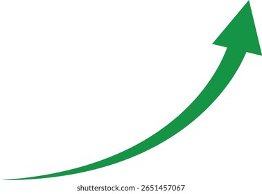Green Curved Arrow Upward Trending Growth Success Progress Chart Graphic Design Element