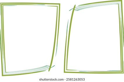 green curved art rectangle frames