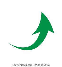 Green curved graph with arrow icon. Arrow illustration pointing up. Counterclockwise direction pointer. single arrow, sign left down isolated on white background. Vector illustration. Eps file 84.