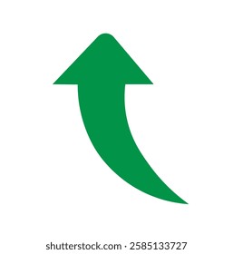 Green curved graph with arrow icon. Arrow illustration pointing up. Counterclockwise direction pointer. single arrow, sign left down isolated on white background