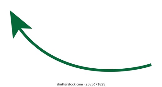 Green curved graph with arrow icon. Arrow illustration pointing up. Counterclockwise direction pointer.  Vector illustration isolated on white background. 1176