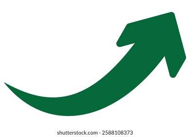 Green curved graph with arrow icon. Arrow illustration pointing up. Counterclockwise direction pointer. single arrow, sign left down isolated on white background. Vector illustration